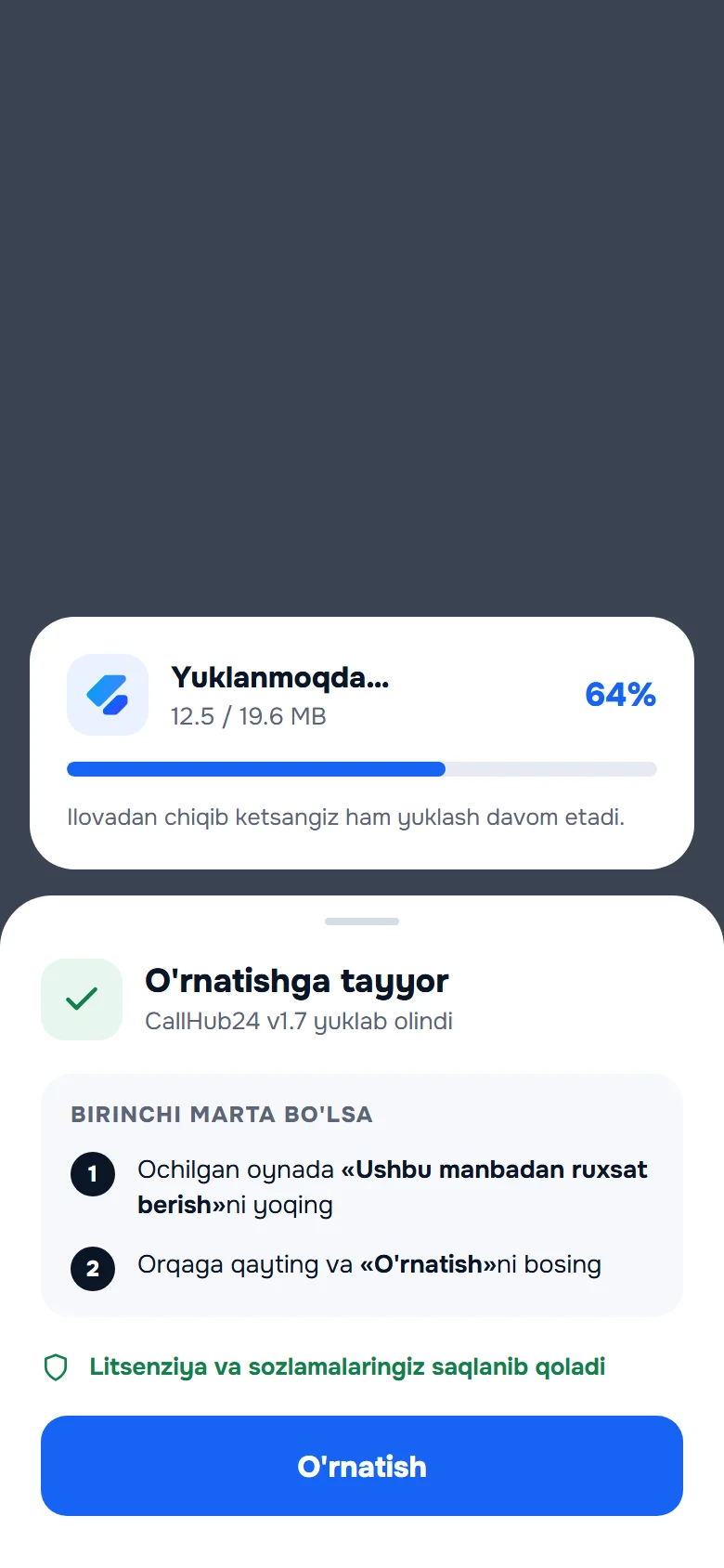 Yuklab olish va o'rnatish