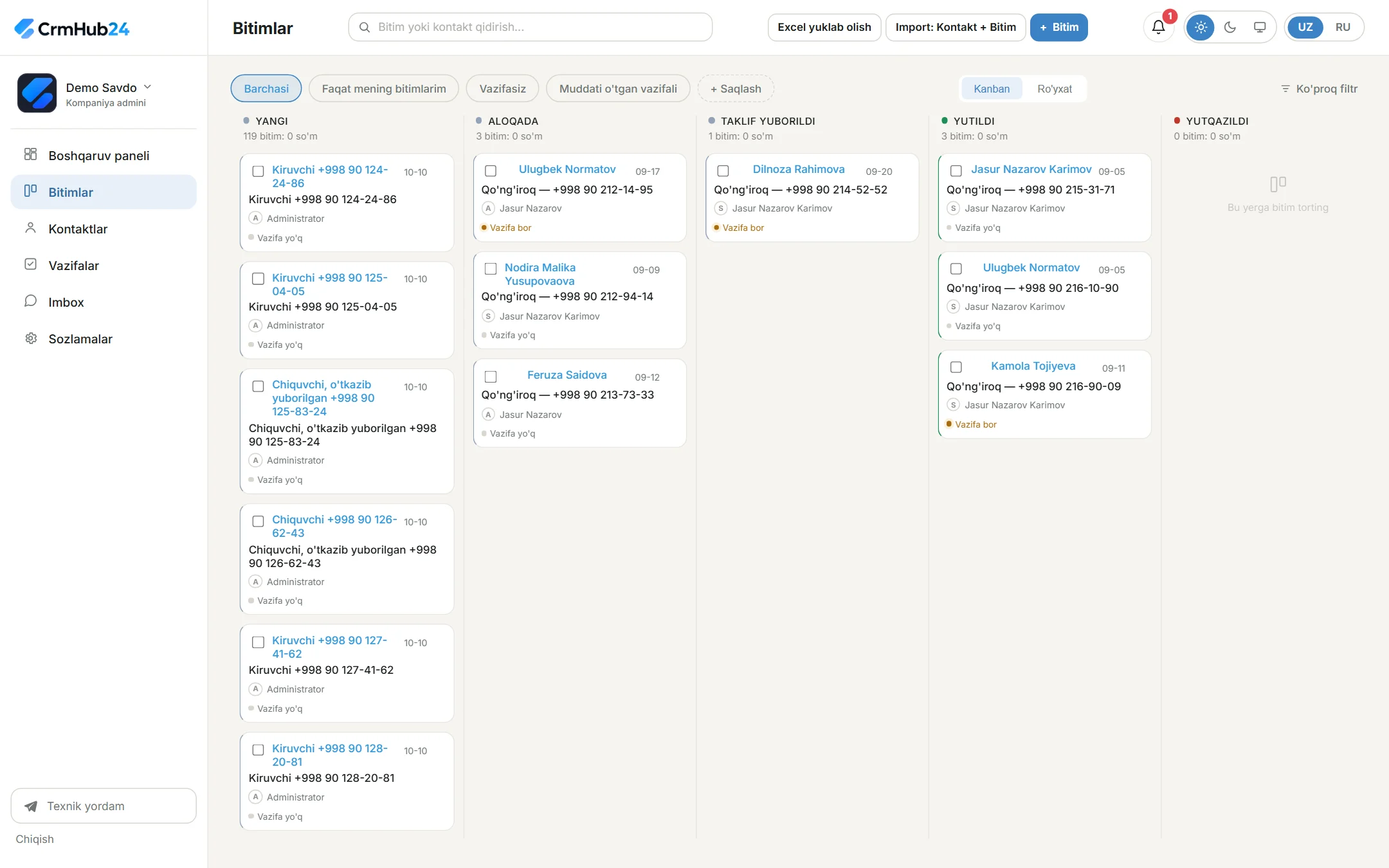 Bitimlar: Kanban voronkasi